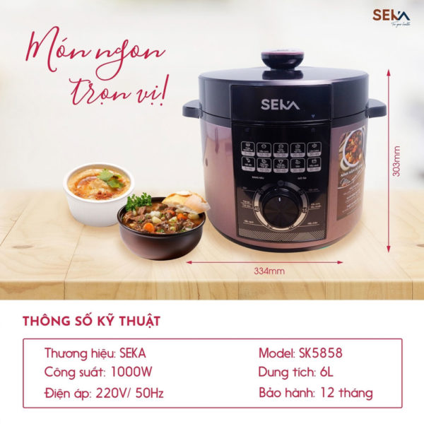 Thông Số Kỹ Thuật Nồi Áp Suất Điện Đa Năng SEKA SK5858