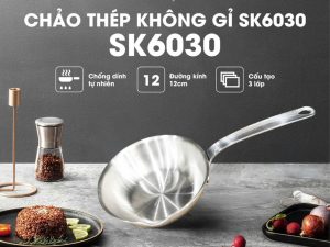 Chảo Inox Mini Nguyên Khối SEKA SK6030 Dùng Mọi Loại Bếp